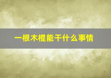 一根木棍能干什么事情