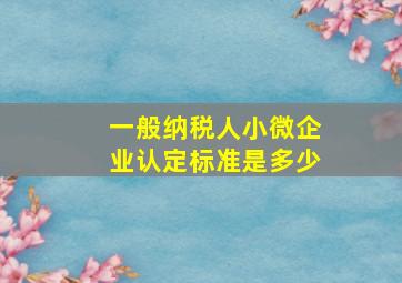 一般纳税人小微企业认定标准是多少