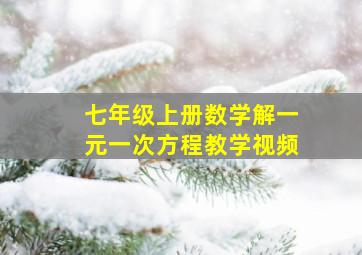 七年级上册数学解一元一次方程教学视频