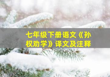 七年级下册语文《孙权劝学》译文及注释