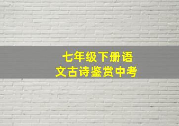 七年级下册语文古诗鉴赏中考