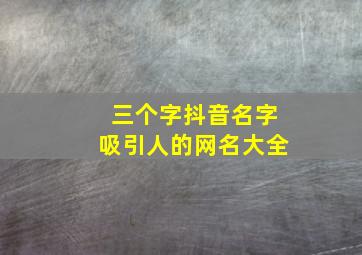 三个字抖音名字吸引人的网名大全