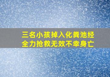 三名小孩掉入化粪池经全力抢救无效不幸身亡