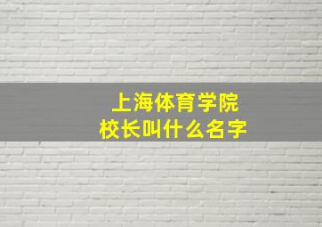 上海体育学院校长叫什么名字