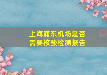 上海浦东机场是否需要核酸检测报告