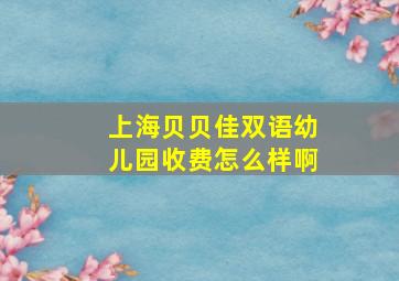 上海贝贝佳双语幼儿园收费怎么样啊