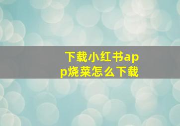 下载小红书app烧菜怎么下载