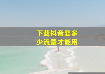 下载抖音要多少流量才能用