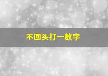 不回头打一数字