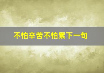 不怕辛苦不怕累下一句