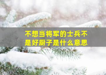 不想当将军的士兵不是好厨子是什么意思