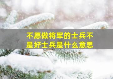 不愿做将军的士兵不是好士兵是什么意思