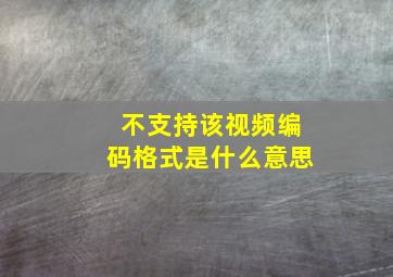 不支持该视频编码格式是什么意思