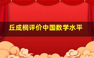 丘成桐评价中国数学水平