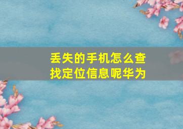 丢失的手机怎么查找定位信息呢华为