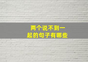 两个说不到一起的句子有哪些