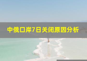 中俄口岸7日关闭原因分析