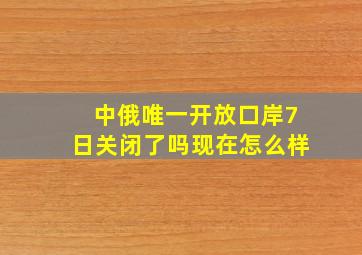 中俄唯一开放口岸7日关闭了吗现在怎么样