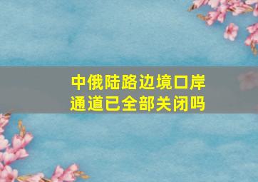 中俄陆路边境口岸通道已全部关闭吗