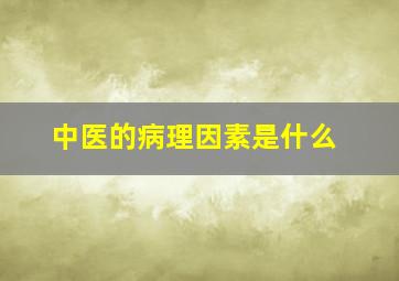 中医的病理因素是什么