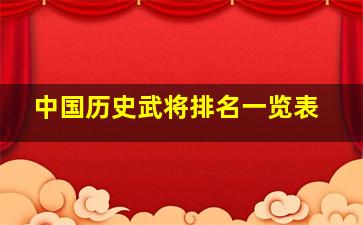 中国历史武将排名一览表