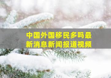 中国外国移民多吗最新消息新闻报道视频