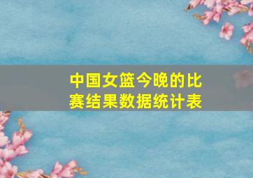 中国女篮今晚的比赛结果数据统计表