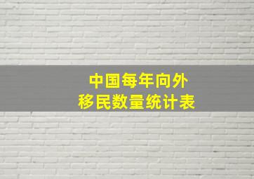 中国每年向外移民数量统计表