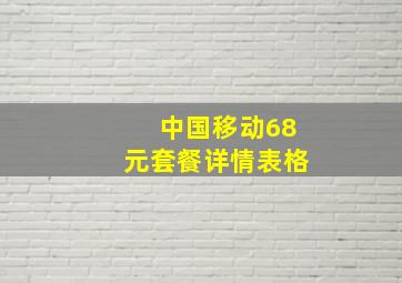 中国移动68元套餐详情表格