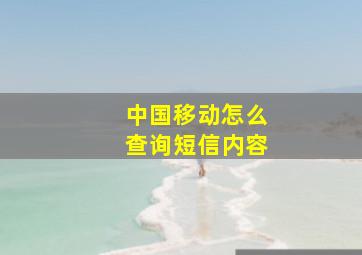 中国移动怎么查询短信内容