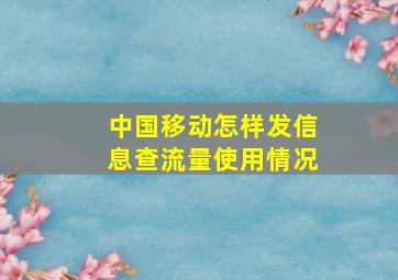 中国移动怎样发信息查流量使用情况