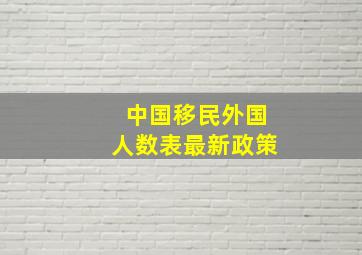 中国移民外国人数表最新政策