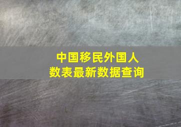 中国移民外国人数表最新数据查询