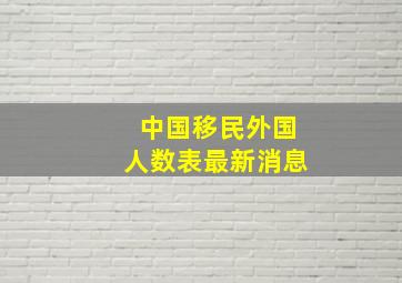 中国移民外国人数表最新消息