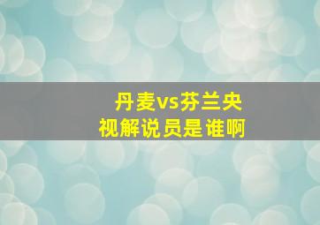 丹麦vs芬兰央视解说员是谁啊