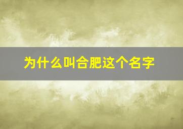 为什么叫合肥这个名字