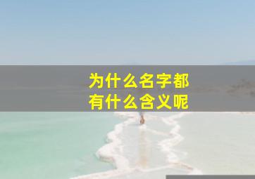 为什么名字都有什么含义呢