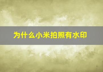 为什么小米拍照有水印