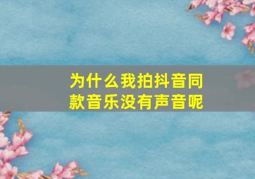 为什么我拍抖音同款音乐没有声音呢