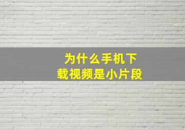 为什么手机下载视频是小片段