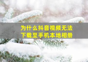 为什么抖音视频无法下载至手机本地相册