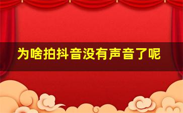 为啥拍抖音没有声音了呢