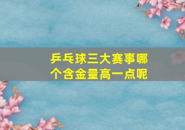 乒乓球三大赛事哪个含金量高一点呢