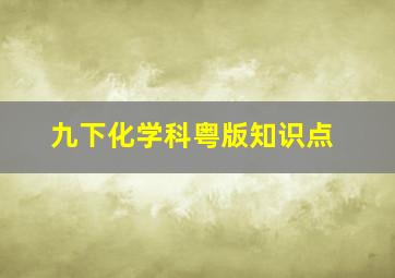 九下化学科粤版知识点