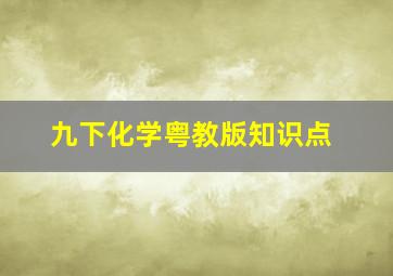 九下化学粤教版知识点