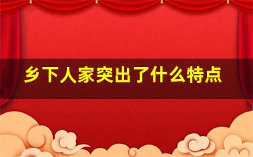 乡下人家突出了什么特点