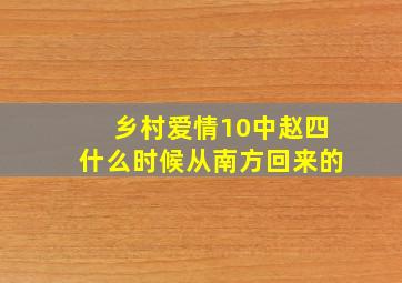 乡村爱情10中赵四什么时候从南方回来的