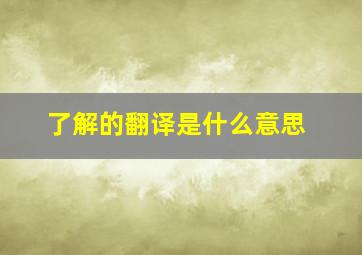 了解的翻译是什么意思