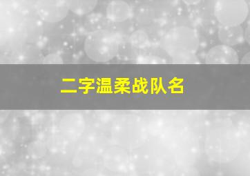 二字温柔战队名