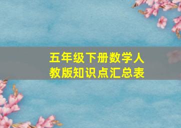 五年级下册数学人教版知识点汇总表